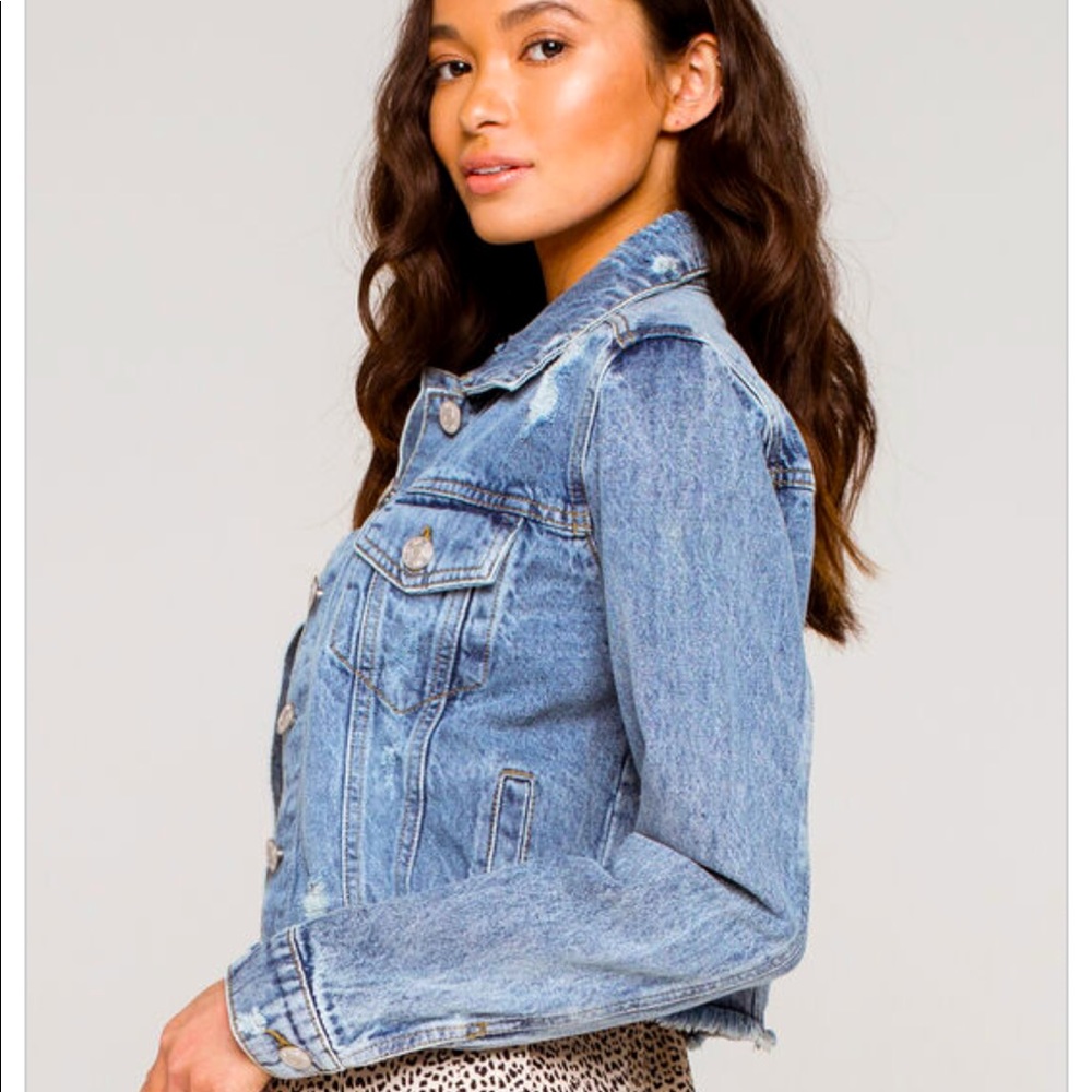 Highway Blues Raw Hem Distressed Denim Jacket